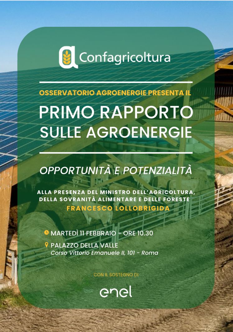 Presentazione del Primo rapporto sulle Agroenergie – Opportunità e Potenzialità